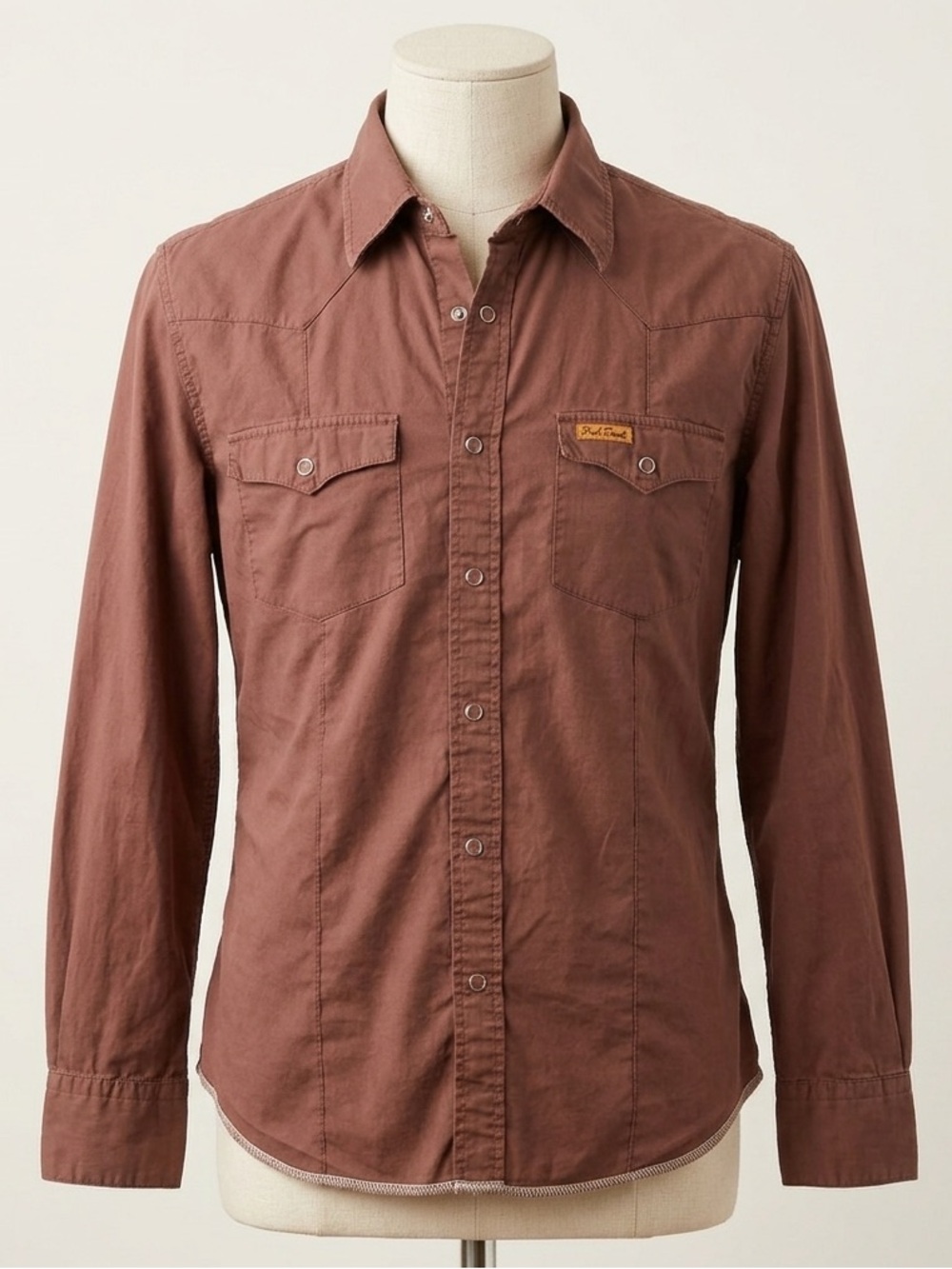 Vintage 2005 Paul Frank Mens Brown Cotton Western Pearl Snap Shirt Large Y2K